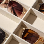 pickpiff Drawer Sunglass Organizer & Display Tray: 1 Pcs 8 Grids Velvet Scratch-Free Eyeglasses Case (13.8x9.4x1.6inch) - Soft Beige Glasses Storage Holder Box for Men & Women - size: 8 grids