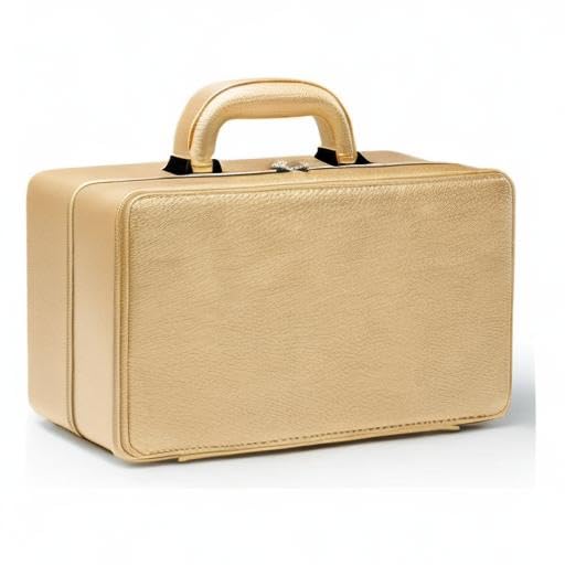 Oirlv Gold Leather Jewelry Box Handmade Travel Jewelry Organizer Storage Case Holder For Girl Lady Earring,Ring,Necklace,Pendant,Watch,Bracelet.(3 layers) - color: Golden