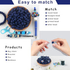 Sunrony 200Pcs Silicone Lentil Beads for Keychain Making, Bulk 12mm Silicone Abacus Spacer Beads for Necklace Bracelet Making Pens(Navy Blue) - color: D-Navy blue