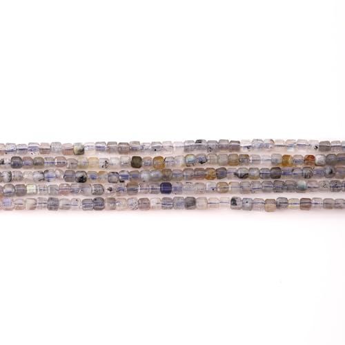 Faceted Natural Moonstone 2-3mm Cube Square Loose Beads Gemstone Small Loose Beads Healing Crystal Energy Stone for DIY Jewelry Making 15" - color: Moonstone
