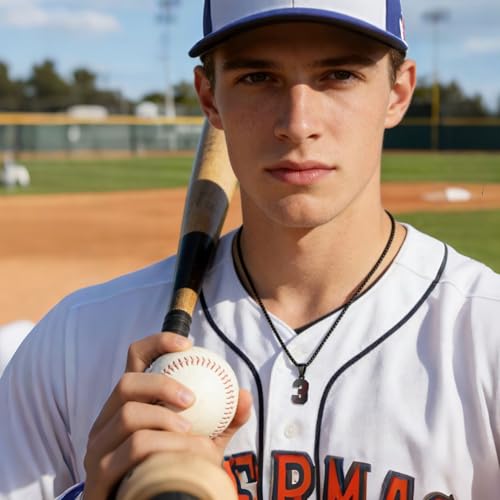 AIAINAGI Baseball Number Necklace - Stainless Steel Chain Pendant for Men Athletes 00-99 Jersey Number Gift - color: Black, style: 12