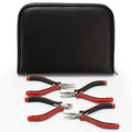 The Beadsmith Ergonomic Pliers Set – Extra Fine Tips – 5 Inches, 4-Pieces: Round Nose, Chain Nose, Flat Nose & Semi-flush Side Cutter – Leatherette Carrying Case Included – Tools for Jewelry Making - size: 4-piece Set - 5"