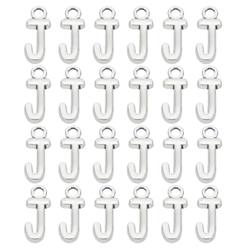 PATIKIL Letter Charm, 50pcs Alphabet Initial Pendant Charm Bulk DIY for Jewelry Making Bracelets Earrings Necklace - style: J