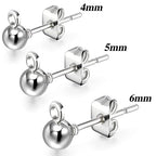 180 Pieces Ball Post Earring Stud with 200 Pieces Butterfly Back Earrings with Loop for DIY Jewelry Making Findings, 4 mm 5 mm 6 mm(Sliver) - color: Sliver