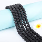 Natural Stone Beads Round Genuine Real Stone Beading Strand Loose Gemstones DIY Smooth Bead for Bracelet Necklace Earrings Jewelry Making (Black Lava, 10mm 36 Pieces) - color: Black Lava, size: 10mm 36pcs