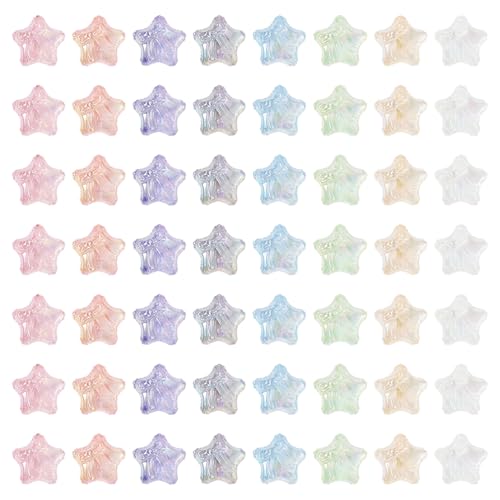 Craftdady 100Pcs Iridescent Star Beads Transparent Acrylic Star with Bowknot Beads Mixed Color Small Star Spacer Bead for Jewelry Bracelet Necklace Making DIY Crafts Hole: 2.8mm - color: Mixed Color, Star&Bowknot