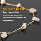 KYUNHOO 16.4 Feet White Handmade Raw Stone Chain Links on Roll Gold Plated Chains for Jewelry Making Brass Crafts with Jump Rings Lobster Clasps for DIY Jewelry - color: Natural Stone-White