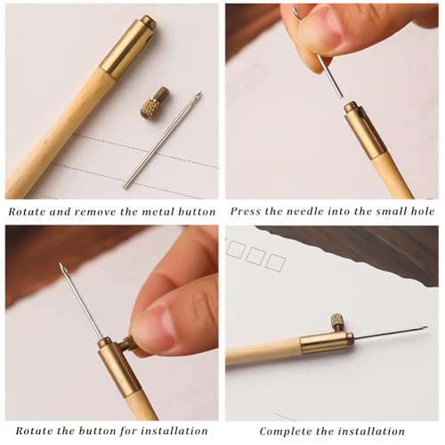 Tambour Hook with 3 Needles Wood Handle Embroidery Crochet Hook Kit for Beading Sequins DIY Sewing Accessories Needlework Tool Set Chain Stitch Embroidery Fabric Crafts Burlywood - color: BurlyWood
