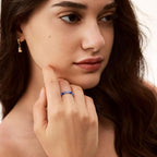 NLIEO Natural Gemstone Stretch Beaded Rings for Women Stackable Dainty Elastic Crystal Rings Jewelry - style: Blue Aventurine