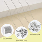 SMYHTGLIF 10 Meters Stainless Steel Jewelry Making Chains Silver Cable Rolo Chain with Lobster Clasps and Jump Rings for Jewelry Making - color: Rolo Silver