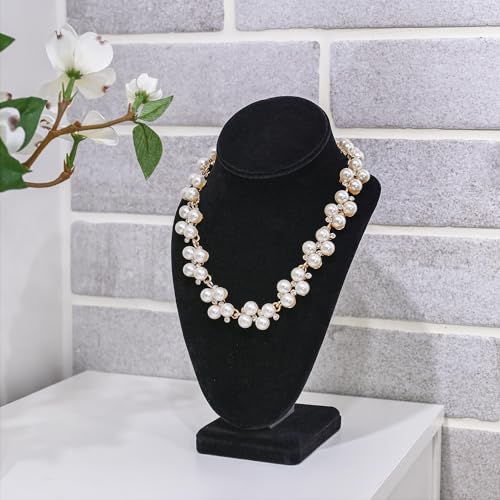 MOOCA 2 Pcs Deluxe Medium Necklace Chain Jewelry Bust Display Holder Stand, Necklaces Display Mannequin, Bust Stand, 6 3/8 W x 4 1/4 D x 10 H in, Black Velvet - color: 2) Black Velvet, 2 pieces