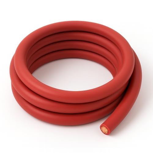 2 AWG EPR Welding Cable, Pure Copper Battery Cable, Flexible Power Wire for Car, Inverter, RV, Solar, Audio, Marine Applications, Black and Red (5 FT RED, 2 AWG) - color: 5 FT RED