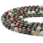 HAAMIIQII 35pcs 10mm Natural African Bloodstone Beads Round Loose Gemstone Beads for Jewelry Making Strand 15 Inch - color: African Bloodstone, size: 10mm 35pcs