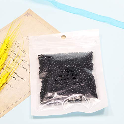Bala&Fillic Black Color 4mm Seed Beads About 1200pcs/100Grams in Bag, 6/0 Glass Craft Beads for Making Bracelet and Necklace (Black) - color: Black -4mm