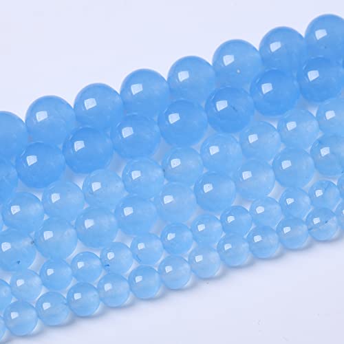 6MM Blue Chalcedony Round Loose Beads Natural Gem Beads Crystal Energy Stone Beads for Jewelry Making DIY Bracelet Necklace - color: Blue Chalcedony, size: 6MM