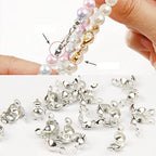 1500 Pieces Beads Tips Knot Covers Clamshell Crimp Tips Beads Set Calotte Ends Knot Covers Fold-Over Bead Covers for Jewelry Making DIY Bracelet Necklaces(Silver) - color: Silver
