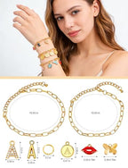 ZMLTLMG 552Pcs Gold Charm Bracelet Making Kit, Premium Paperclip Chain Jewelry Making Supplies with Enamel Charms, Letter Beads & Jump Rings, DIY Crafts Gift Set for Women Girls Adults