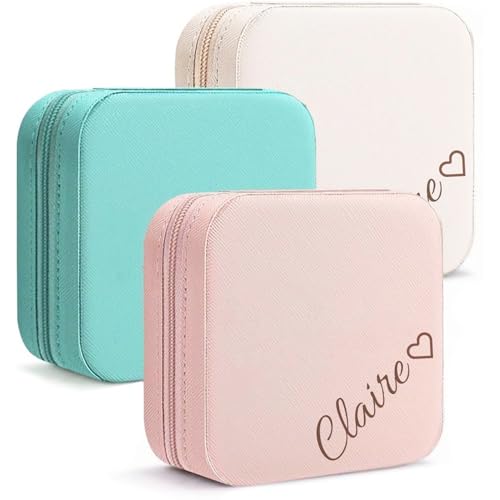 Personalized Travel Jewelry Box,Custom Leather Jewelry Case with Name,Customized Birthday Christmas Valentines Day Gifts for Women Bridesmaid Girls - color: Style 03