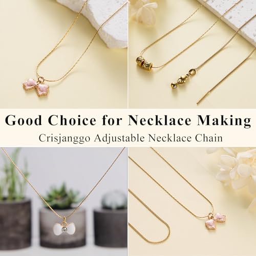Crisjanggo 10 Pack 20 Inches Gold Adjustable Thin Necklace Chain Bulk for Jewelry Making Gold Plated Stainless Steel Chains with Lobster Clasps for Women - color: Gold Circle