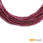 GEM-Inside Natural 2mm Red Garnet Gemstone Faceted Round Stone Loose Beads Crystal Energy Power for Jewelry Making 15" - color: AAA Red Garnet, size: 2mm