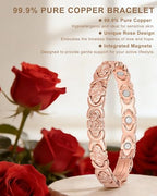 Magnetic Bracelets for Women, 99.99% Pure Copper Bracelet, 3800 Gauss, Adjustable Sizing, Women's Bracelets With Built-in Magnets, Gift Packaging, Fashion Jewelry Gift. - color: Rose