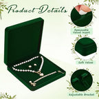 Yinkin 6 Pcs Velvet Jewelry Set Box Jewelry Display Case Earring Ring Bracelet Necklace Gift Box Pearl Necklace Storage Case for Mother's Day Wedding Travel Anniversary(Green) - color: Green