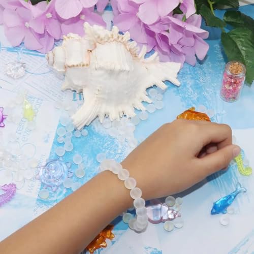 6MM/8MM/10MM-Matte White Aurora Crystal Glass Beads, Frosted Glitter Shining Mermaid Round Loose Beads, Rainbow Holographic Synthetic Moonstone for Jewelry Making DIY Bracelet (6MM) - size: 6MM