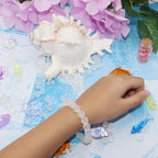 6MM/8MM/10MM-Matte White Aurora Crystal Glass Beads, Frosted Glitter Shining Mermaid Round Loose Beads, Rainbow Holographic Synthetic Moonstone for Jewelry Making DIY Bracelet (6MM) - size: 6MM
