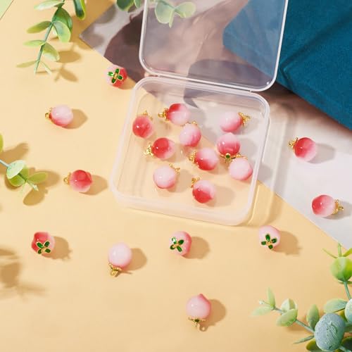 Craftdady Fruit Dangle Charms Pendants Cute Resin Food Pendants Apple Orange Pineapple Strawberry Pendants Lovely Vegetable Mushroom Charms for DIY Craft Earring Bracelet Necklace Jewelry Making - color: Pink Peach