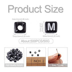 FASHEWELRY 400Pcs Acrylic Cube Letter Beads 5x5x5mm Black Square Letter M Alphabet Beads for DIY Bracelet Necklace Jewelry Making - color: Letter M