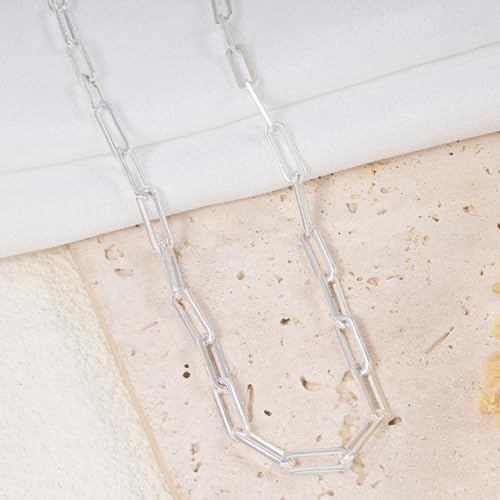GTVOODX Chunky Paperclip Chain Roll Silver 4 Meters Stainless Steel Handmade Paper Clip Link Chains Spool Bulk for Women Jewelry Making with Lobster Clasps Jump Rings - color: Silver Thick Paperclip Chains