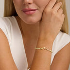 Mothers Day Gifts - Beaded Bracelets for Women 14K Silver Gold Plated Stretch Handmade Ball Bracelets Cute Charm Bracelet Dainty Stackable Cross Heart Bow Wave CZ Circle Trendy Jewelry Easter Gifts - color: wave