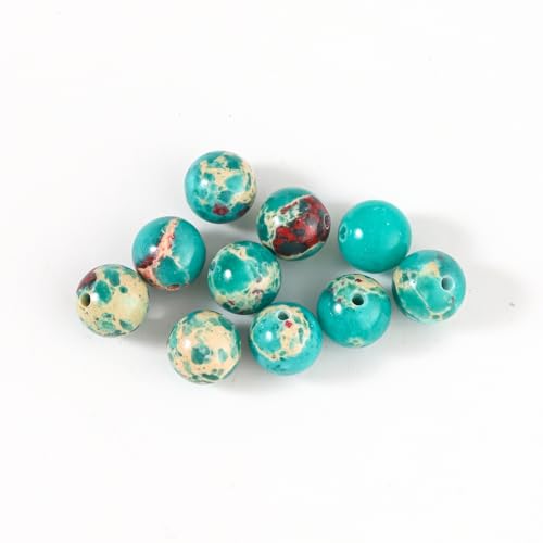 100Pcs Natural Stone 6mm Green Imperial Jasper Round Loose Gemstone Energy Healing Beads Hole Size 1mm DIY Smooth Beads for Bracelet Necklace Earrings Jewelry Making - color: Green Imperial Jasper, size: 6mm