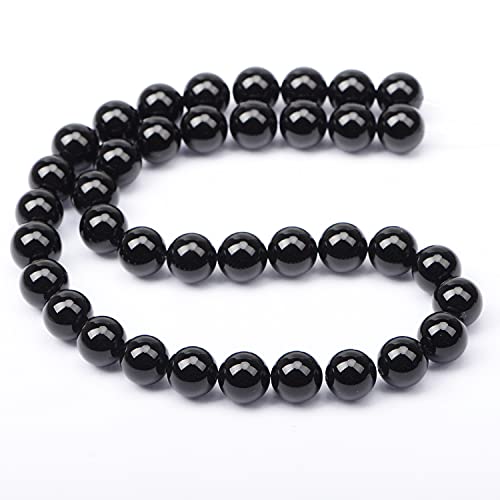 AD Beads Natural Gemstone Round Loose Beads 15" for Bracelet Necklace Earrings Jwelery Making Crafts DIY (10mm, Black Onyx) - color: Black Onyx, size: 10mm