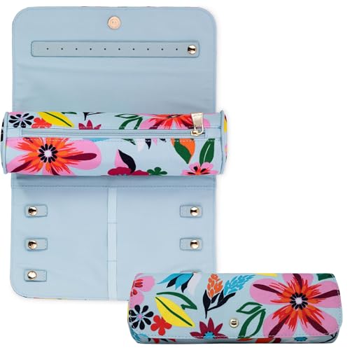 kate spade new york Travel Jewelry Case Organizer, Fabric Jewelry Box for Mother's Day, Cute Jewelry Organizer Holds Necklaces, Rings, Bracelets, Small Jewelry Roll (Safari Floral) - color: Safari Floral
