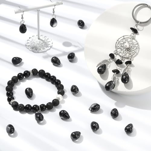 Ipotkitt 100 Pcs Two Tone Glass Drop Charms - Black Frosted & Spray Painted Crystal Teardrop Bead Charms for DIY Crafts & Jewelry Making - color: 100pcs-Frosted Teardrop Charms-Black