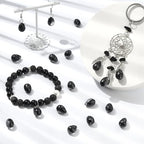 Ipotkitt 100 Pcs Two Tone Glass Drop Charms - Black Frosted & Spray Painted Crystal Teardrop Bead Charms for DIY Crafts & Jewelry Making - color: 100pcs-Frosted Teardrop Charms-Black