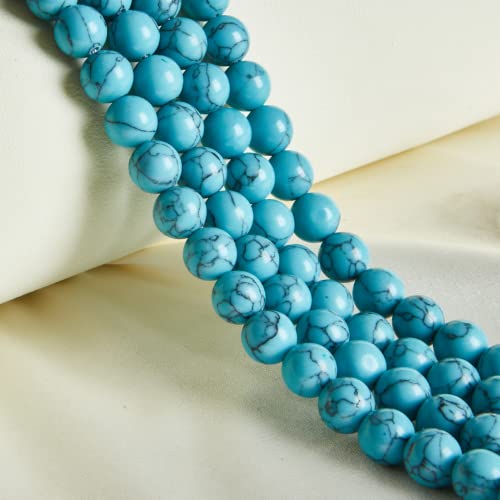 100pcs 10mm Blue Turquoise Beads Natural Gemstone Beads Round Loose Beads for Crafting and Jewelry Making - color: Blue Turquoise, size: 10mm