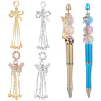 4Pcs Butterfly Rhinestone Tassel Chain Beads for Pens Butterfly Alloy Focal Spacer Beads for DIY Craft Beadable Pens Bracelet Necklace Earrings Keychain Jewelry Making - color: Alloy Butterfly Tassel