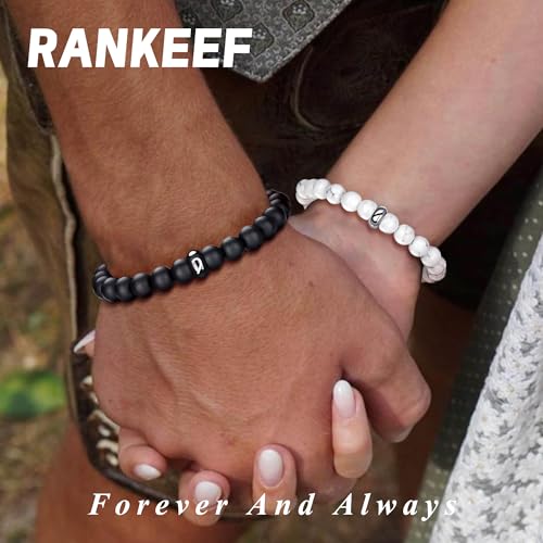 RANKEEF Tiger Eye Bracelet For Men 8MM Natural Stone Stretch Adjustable Black Crystal Beaded Bracelet for Men Women Gifts - color: 2,white,black-A