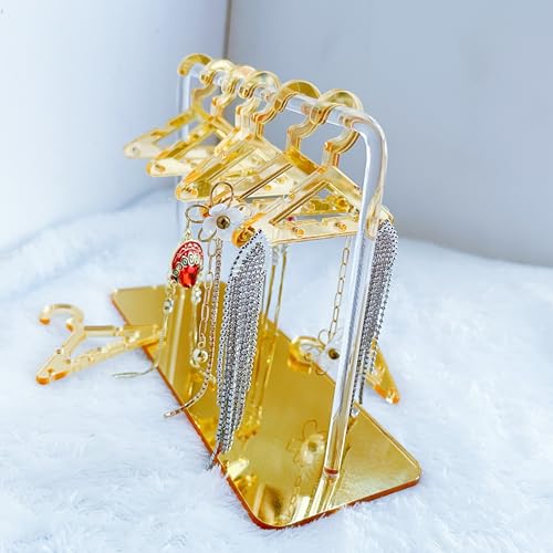 Earring Hanger Rack with 8 Mini Coat Hangers, Acrylic Earring Holder Display Stand, Ear Studs Hanging Earrings Organizer For Women Girls, Yellow - color: Yellow