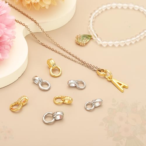 PATIKIL 2 Pcs Bails for Jewelry Making, 12.5mm Pendant Bail Connector Double Bail Clasps for Bracelet Necklace Pendants Dangle Charm DIY Craft, Gold