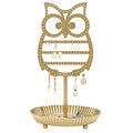 NIKKY HOME Earring Holder Hanging Organizer Stand Metal Jewelry Tree Table Top Owl Ear Stud Holder Tower Rack with Ring Tray for Girls (134 Holes), Gold - color: Gold