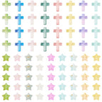 200Pcs Cross Star Acrylic Beads with Gold Foil Pastel Kandi Bead Crucifix Bracelet Halloween Beads for Keychain Crafts DIY Easter Jesus Bracelet Rosary Jewelry Making Supplies - color: Random Gradient