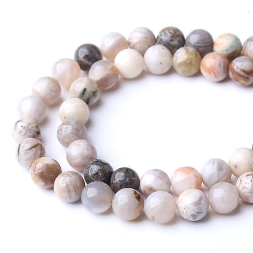 6MM Bamboo Leaf Agate Round Loose Beads Natural Gem Beads Crystal Energy Stone Beads for Jewelry Making DIY Bracelet Necklace - color: Bamboo Leaf Agate, size: 6MM