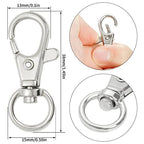 cnomg 50 pcs Swivel Clasps Lanyard Snap Hook,cnomg Metal Swivel Lanyard Snap Hook Lobster Claw Clasp 38mm(Sliver) - color: Sliver, size: 1.5 inches