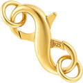 Pndeyo S925 Double Opening Lobster Claw Clasp, Hypoallergenic Enhancer Shortener with 2 Rings, Spring Rings Clasp Connector Carabiner for Bracelet Necklace Jewelry Making- Gold - color: Gold-1pc-0.59"×0.31"-with rings