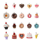 Cheriswelry Cup Cake Resin Pendants Lovely Food Sweet Dessert Dangle Charms Links Hanging Ornament with Metal Loop Fruit Pendants for Key Chains Bracelet Necklace Jewelry Making - color: Mixed Color-Dessert*2