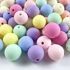 Jmassyang 200Pcs 14mm Candy Color Acrylic Round Frosted Beads Plastic Pastel Matte Loose Spacer Mixed for Jewelry Making Bracelets Necklaces DIY Crafts - size: 14mm-200pcs