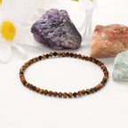 Healing Crystal Bracelet Clear Quartz Faceted Beaded Bracelets for Women Men 3mm Natural Stone Adjustable Handmade Stretch Bracelet Reiki Spiritual Jewelry Fashion Gifts - color: Tiger's Eye